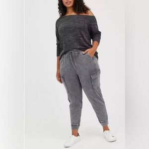 Torrid Denim Chambray Stretch Challis Cargo Jogger Pants Womens Size 0X